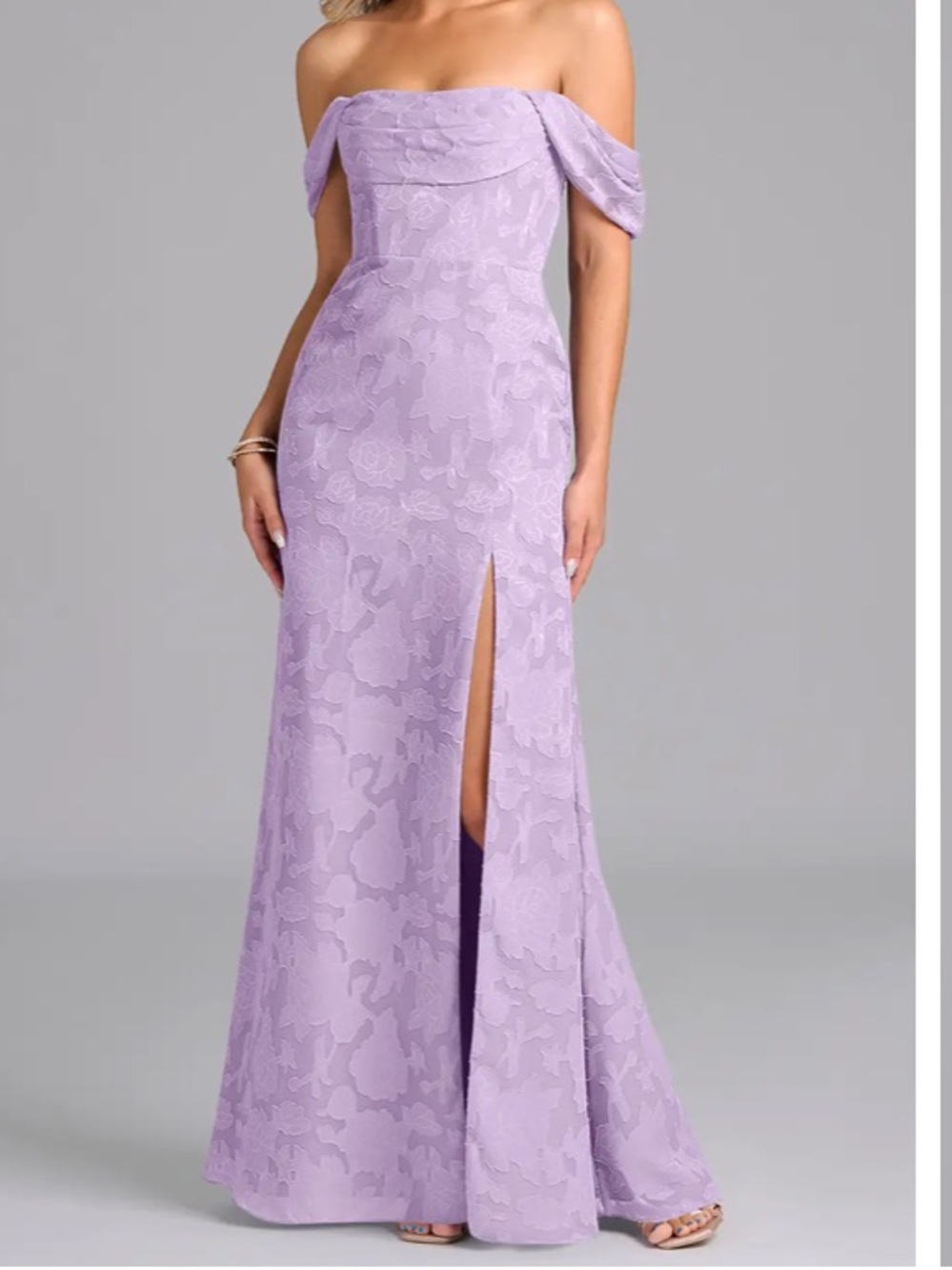 Azazie Lilac Saige Floral Burnout Gown NWT Size 10